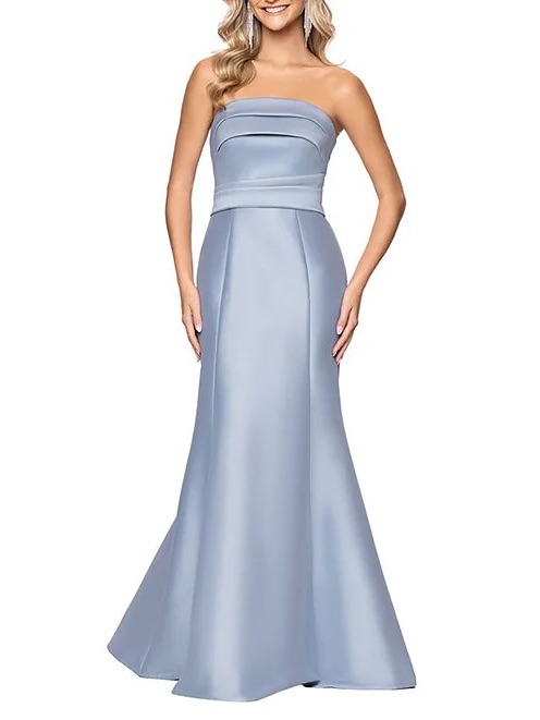 Betsy & Adam Strapless Light Blue Wedding Gown